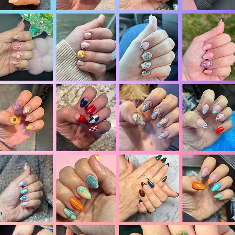 hand-painted nail art set with detailed design